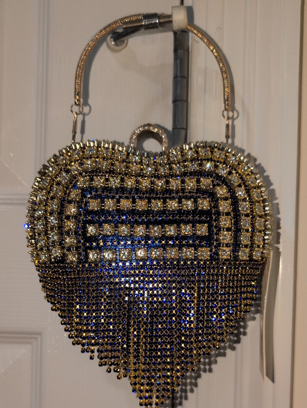 Kayla+Ava Gold and Blue Heart Crystal Evening Bag - NWT